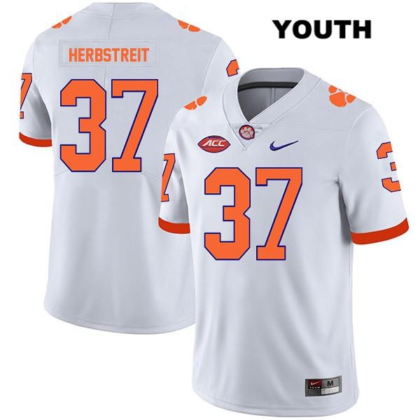 Youth Clemson Tigers #37 Jake Herbstreit Stitched White Legend Authentic Nike NCAA College Football Jersey CUH1046IN